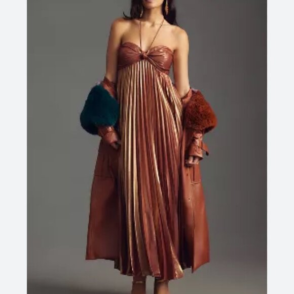 Anthropologie Bronze Maxi Dress - Picture 2 of 3